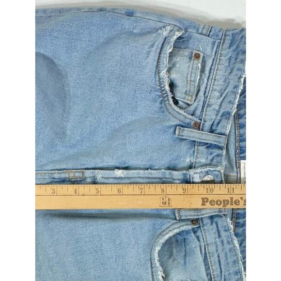 Zara TRF Cropped Jeans Size 28x25.5 High Wash Straight Leg Button Fly Distressed - Picture 5 of 6